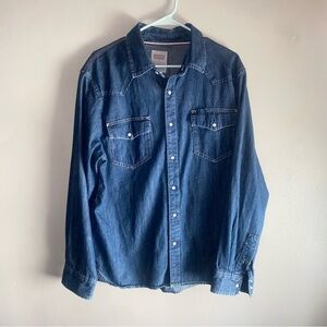 VTG LEVI MODERN DEMI PEARL SNAP LARGE BUTTON DOWN